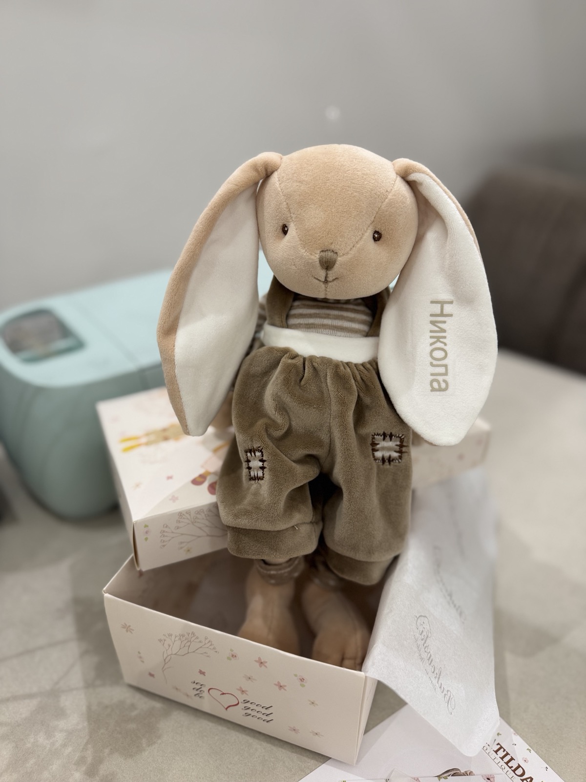 персонализирано плюшено зайче 30см-  bunny brothers brown
