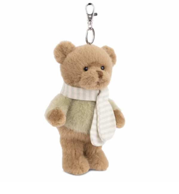 Кафяво плюшено мече Alpine Teddy със зелена блузка и раирано шалче, 15 см Bukowski Design персонализиране
