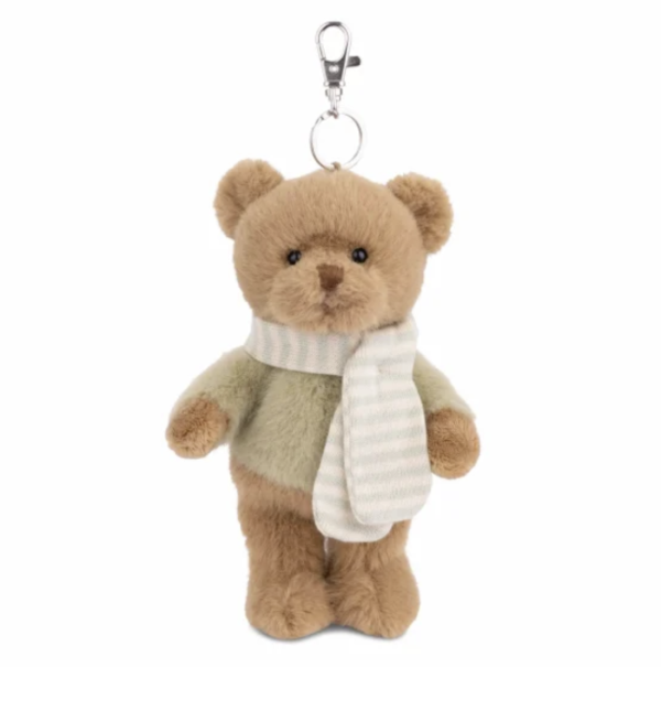 Кафяво плюшено мече Alpine Teddy със зелена блузка и раирано шалче, 15 см Bukowski Design персонализиране