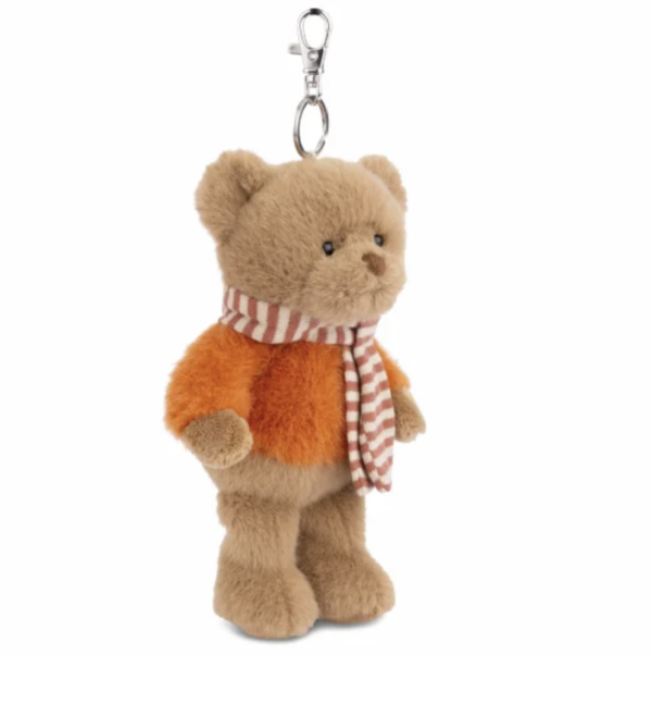 Кафяво плюшено мече Alpine Teddy с оранжева блузка и раирано шалче, 15 см Bukowski Design персонализиране