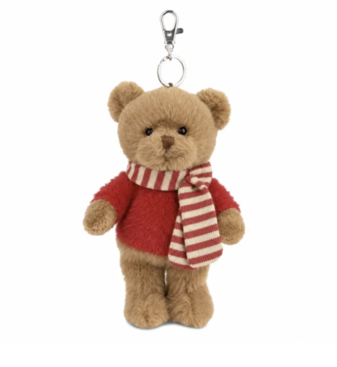 Кафяво плюшено мече Alpine Teddy с червена блузка и раирано шалче, 15 см Bukowski Design персонализиране