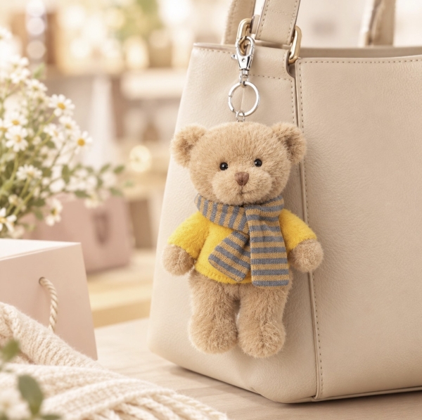Кафяво плюшено мече Alpine Teddy с жълта блузка и раирано шалче, 15 см Bukowski Design персонализиране